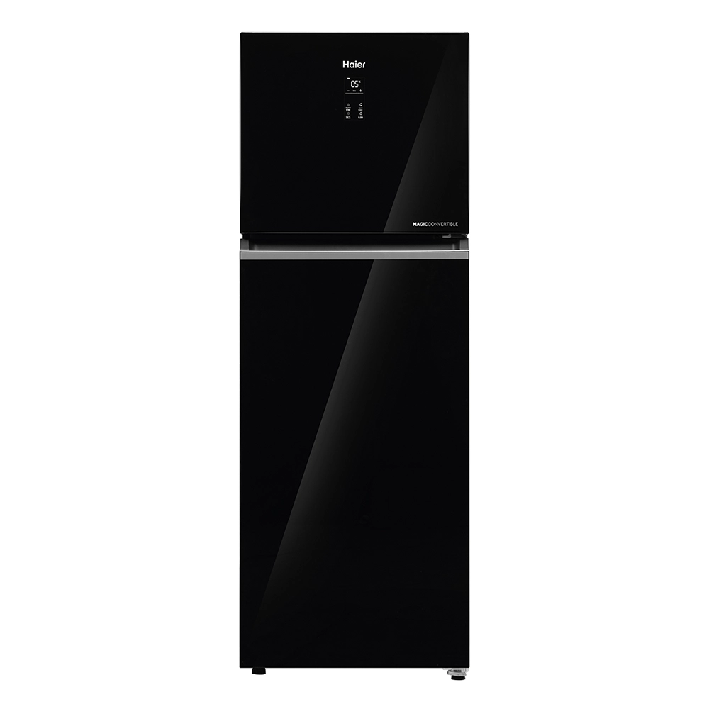 Haier 358L 2 Star Black Glass Double Door Refrigerator - 2239