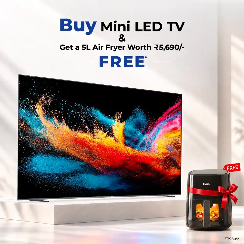 Haier New M92 Series MiniLED 215 cm (85) AI Smart Google TV with Gemini| UltraSense AI| 2.1 Ch 50 W speaker with Subwoofer| 4GB +64GB | Gaming 240Hz